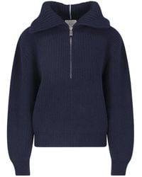 Malo - Ribbed Half-Zip Knitted Sweater - Lyst