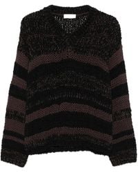 Roberto Collina - Chunky-Knit V-Neck Striped Sweater - Lyst