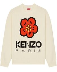 KENZO - Boke Flower Logo Intarsia Crewneck Jumper - Lyst