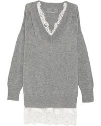 Ermanno Scervino - Lace-Trim Knitted Mini Dress - Lyst