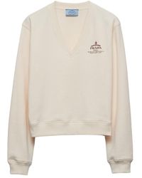 Prada - Cotton V-Neck Sweatshirt - Lyst