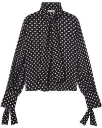 FRAME - Polka-Dot Tie-Fastening Blouse - Lyst