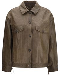 Golden Goose - Babete Leather Jacket With Embossed Details - Lyst