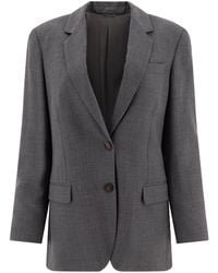 Brunello Cucinelli - Single Breasted Long Sleeved Blazer - Lyst
