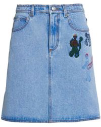 Marni - Light Denim Skirt With Embroidery - Lyst