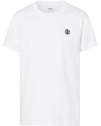 Burberry - Logo Embroidered Crewneck T-Shirt - Lyst