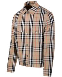 Burberry - Checked Long Sleeved Jacket - Lyst