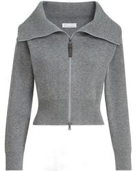 Brunello Cucinelli - Cashmere And Alpaca Blend English Ribbed Cardigan - Lyst