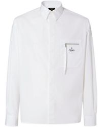 Fendi - Zip-Pocket Logo Printed Shirt - Lyst