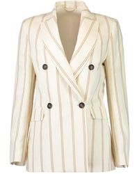 Brunello Cucinelli - Double-Breasted Striped Blazer - Lyst