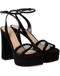 Gianvito Rossi - Velvet And Mesh Platform Sandals - Lyst