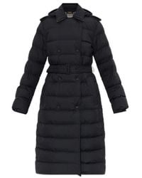 Burberry - Double Breasted Belted Quilted Down Coat - Lyst