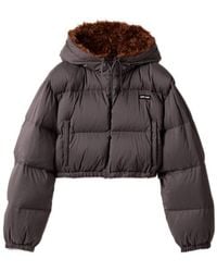 Miu Miu - Technical Ponge And Mohair Down Jacket - Lyst
