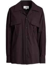 MM6 by Maison Margiela - Minimalist Longsleeve Wool Shirt - Lyst