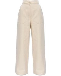 Max Mara - Button Detailed Wide Leg Trousers - Lyst