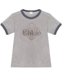 Chloé - Chloé Logo Printed Crewneck T-Shirt - Lyst