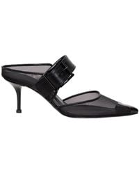 McQueen - Punk Buckle Pointed-Toe Mules - Lyst