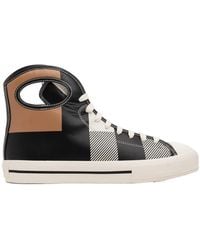 Burberry - Larkhall Checked High-Top Sneakers - Lyst