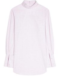 Dries Van Noten - Grid Mock-Neck Long-Sleeve Shirt - Lyst