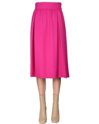 Moschino - Virgin Wool Flared Midi Skirt - Lyst