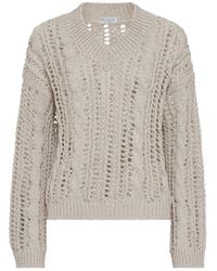Brunello Cucinelli - Cable-Knit Mesh Jumper - Lyst