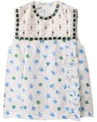 Miu Miu - Cloqué Mini-Dress With Crystals - Lyst