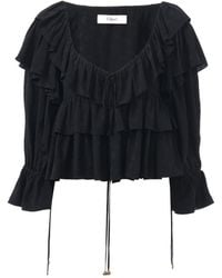 Chloé - Chloé Ruffled Cropped Blouse - Lyst