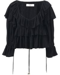 Chloé - Chloé Ruffled Cropped Blouse - Lyst