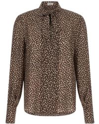 Brunello Cucinelli - Silk Printed Lavallière Blouse - Lyst