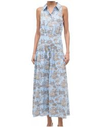 STAUD - Floral Printed Romy Midi Dress - Lyst