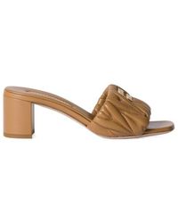 Miu Miu - Logo-Lettering Slip-On Sandals - Lyst