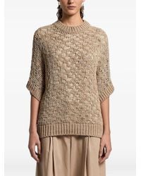 Peserico - Open-Knit Short-Sleeved Sweater - Lyst