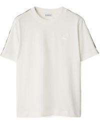 Burberry - Checked-Trim Crewneck T-Shirt - Lyst