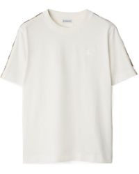 Burberry - Checked-Trim Crewneck T-Shirt - Lyst