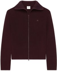Courreges - Ribbed Wool Zipped Sweater - Lyst