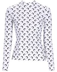 Marine Serre - Crescent Print Turtleneck Long-Sleeved Top - Lyst
