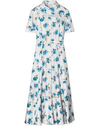 Tory Burch - Floral-Print Flared Shirt Dress - Lyst