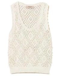 Twinset - Pearl-Embellished Knit Tank Top - Lyst