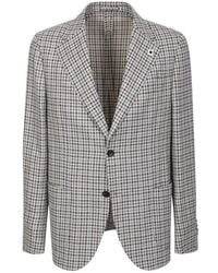 Lardini - Single-Breasted Checked Blazer - Lyst