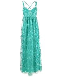 Alberta Ferretti - Floral-Lace Sleeveless Maxi Dress - Lyst