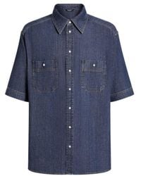 Dolce & Gabbana - Logo Button Denim Shirt - Lyst