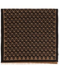 McQueen - Skull Jacquard Frayed-Edge Scarf - Lyst
