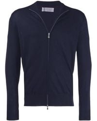 Brunello Cucinelli - Zip-Up Long-Sleeved Cardigan - Lyst