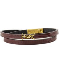 Saint Laurent - Thin Double-Wrap Embossed Bracelet - Lyst