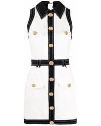 Balmain - Short Buttoned Denim Dress - Lyst