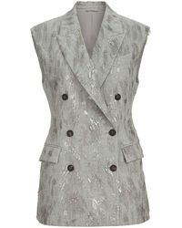 Brunello Cucinelli - Virgin Wool And Cashmere Twill Flannel Vest With Dazzling Lynx Embroidery - Lyst