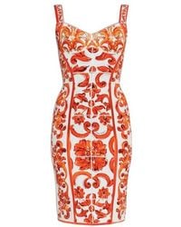 Dolce & Gabbana - Majolica-Print Charmeuse Short Dress - Lyst