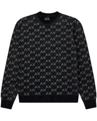 ARMANI EXCHANGE - Long-Sleeve Crew-Neck Casual Knit Sweater With Allover Jacquard Pattern - Lyst