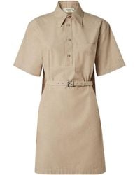 Fendi - Logo Embroidered Belted Mini Dress - Lyst