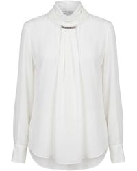Brunello Cucinelli - Monili-Embellished Long Sleeved Blouse - Lyst